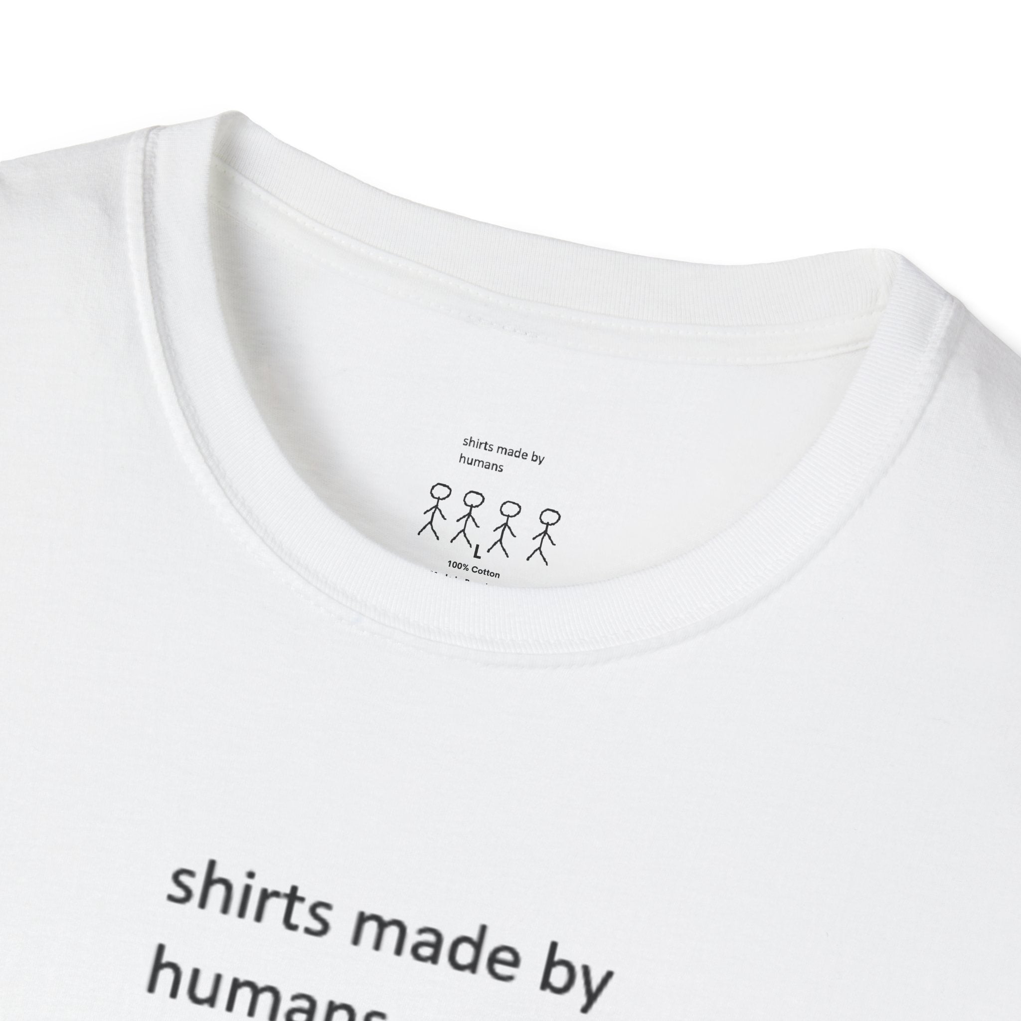AI Humour T-Shirt — "shirts made by humans / your ai slop bores me"