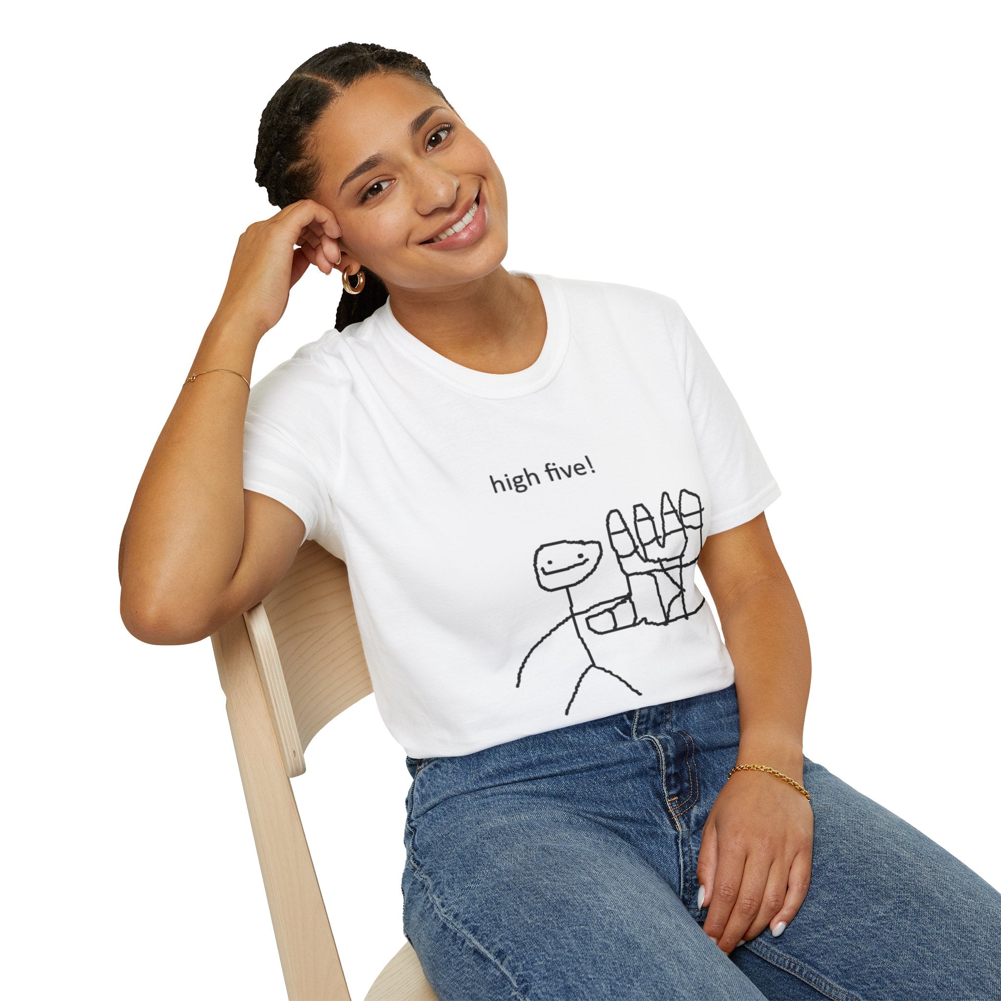High Five! Funny Doodle T‑Shirt — Hand-Drawn Cartoon Graphic Tee